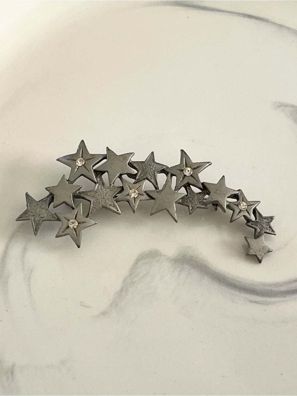 Vintage JJ Jonette Jewelry Shooting Stars Rhinestone Brooch
